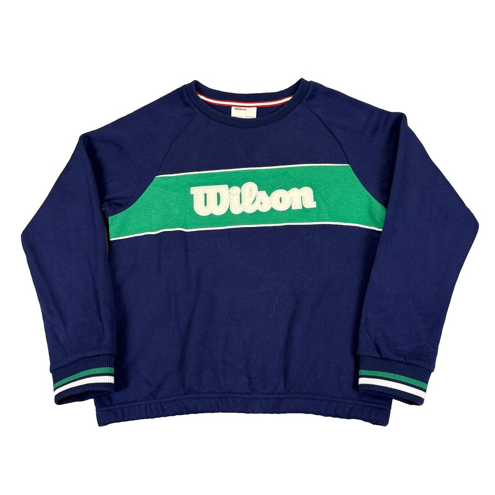 Wilson Crew Neck Youth Girls Sweatshirt Sz XL (14/16) Navy Retro‎ Sport Soft NWT